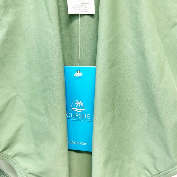 Cupshe Forest Adventure Solid Wrap Front One Piece Swimsuit Sage Green Medium - Picture 5 of 7